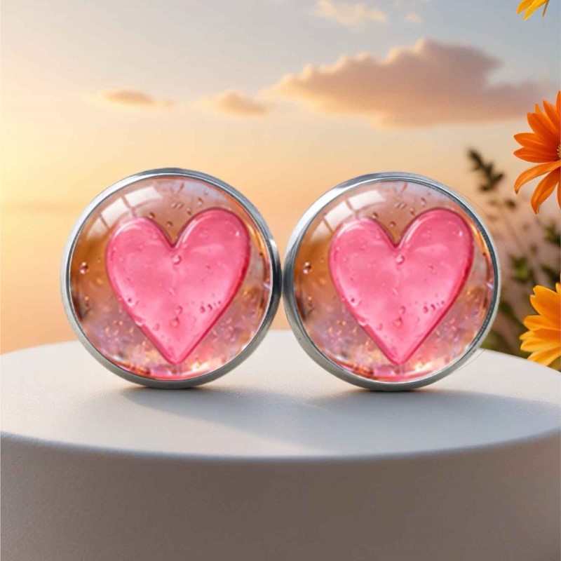 TEMU 1 Pair Of Exquisite Pink And Purple Heart-shaped Earrings, Suitable For Women To Wear, Romantic Jewelry Gifts, Suitable For Valentine's Day And