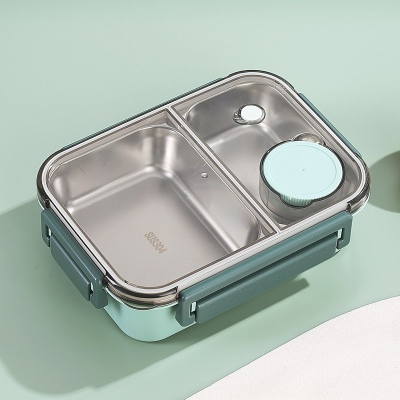 TEMU Boîte à lunch 1pc en acier inoxydable - Boîte à repas isolée à 2 compartiments avec sections, parfaite pour les repas au travail, les -