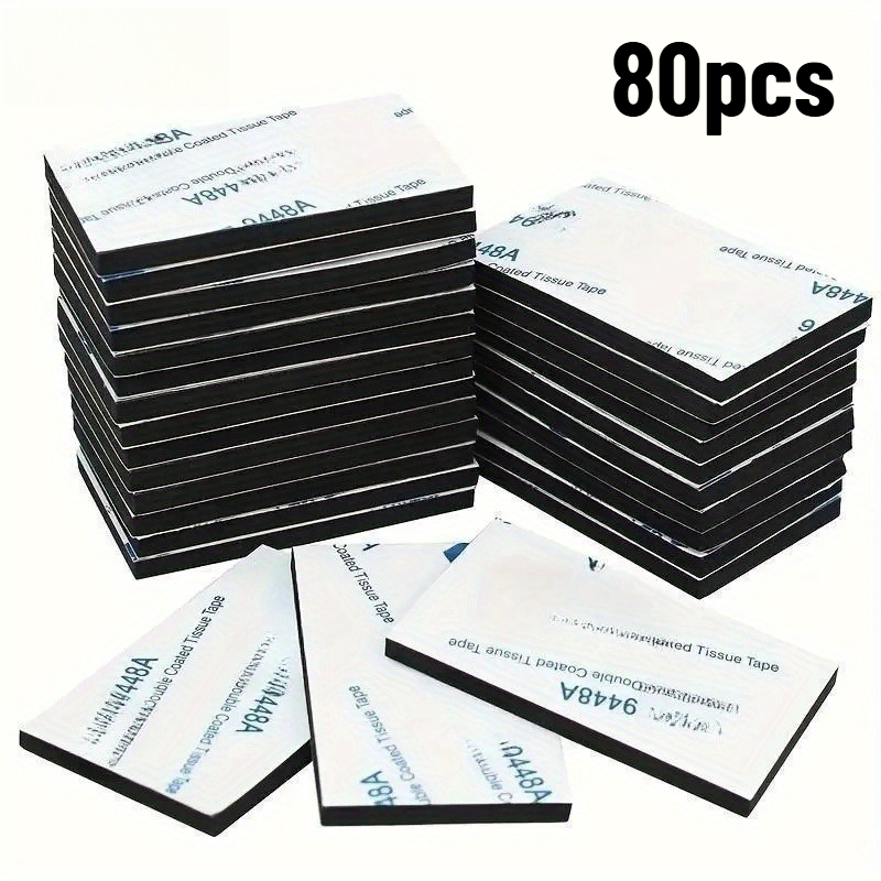 TEMU 80pcs Heavy Duty Double Sided Foam Tape Strong Pad Mounting Adhesive Tape, Black Self-adhesive Tape Rectangle, , Mounting, , Rectangle Shape,