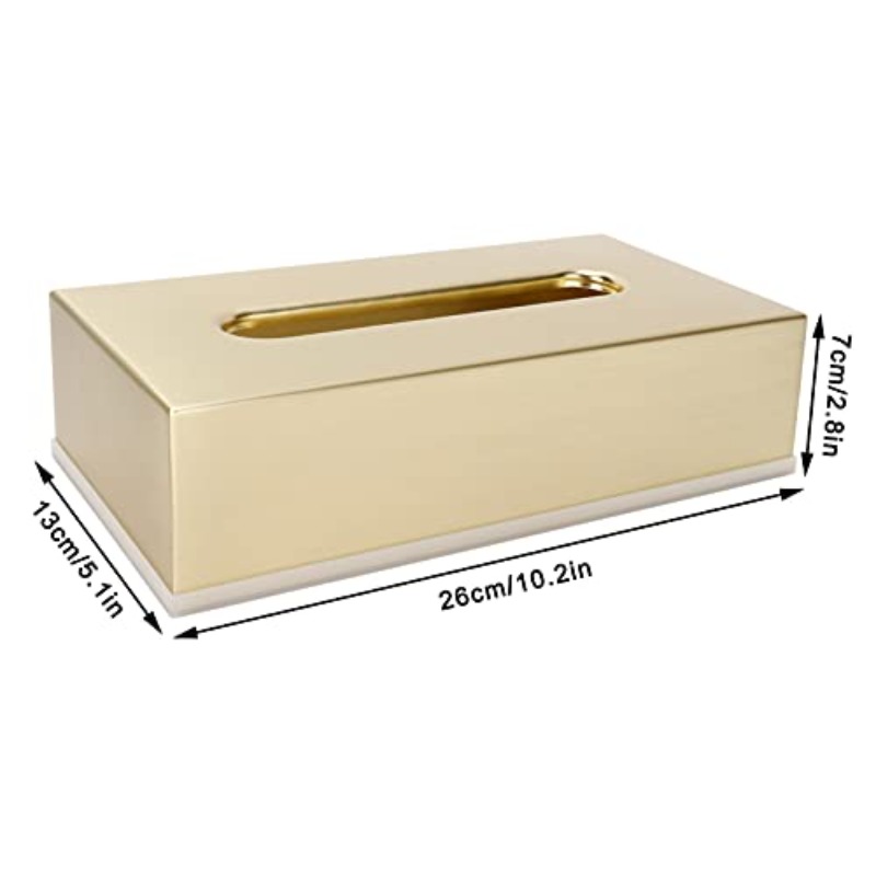 golden stainless steel tissue box - decorative metal tissue holder & dispenser with modern rectangular design, rounded corners &  , durable elegant napkin dispenser for bathroom, bedroom, living room - ideal gift for home decor (compatible with standard tissues), white tissue boxes for bathroom, bathroom tissues box decoration, desktop tissue box, towel tissue holder bathroom Product details 2