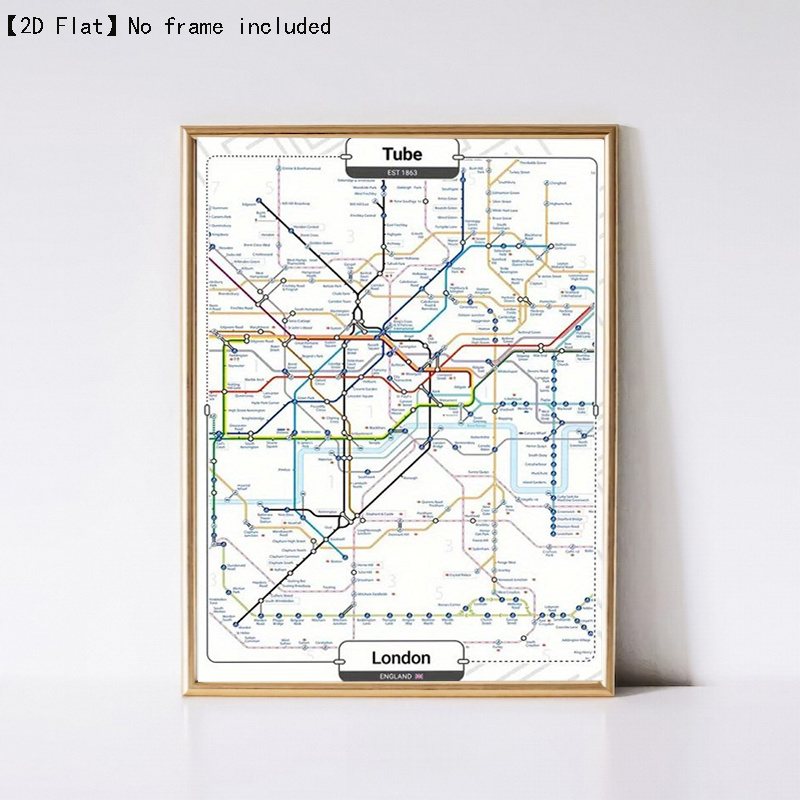 TEMU 2d Flat, 2d Flat Frameless Canvas Print, Featuring Exquisite London Map And Ground , Ideal For Living Room, Office, Or Party Decor - Vintage