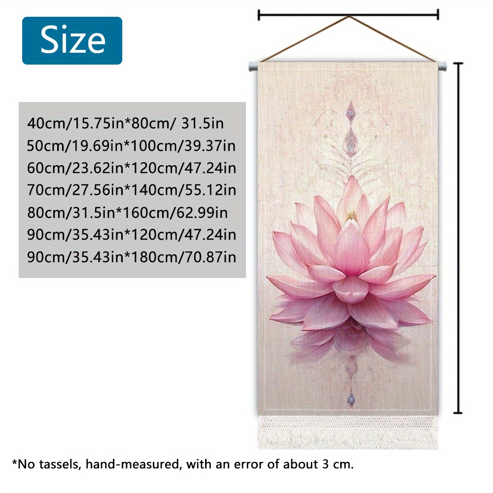 TEMU Jjit1pc Tapestry, Light Print With (chakra Diagram, Lotus, Yoga Meditation, Mandala) High-definition Digital Printing Linen Tassel Tapestry,