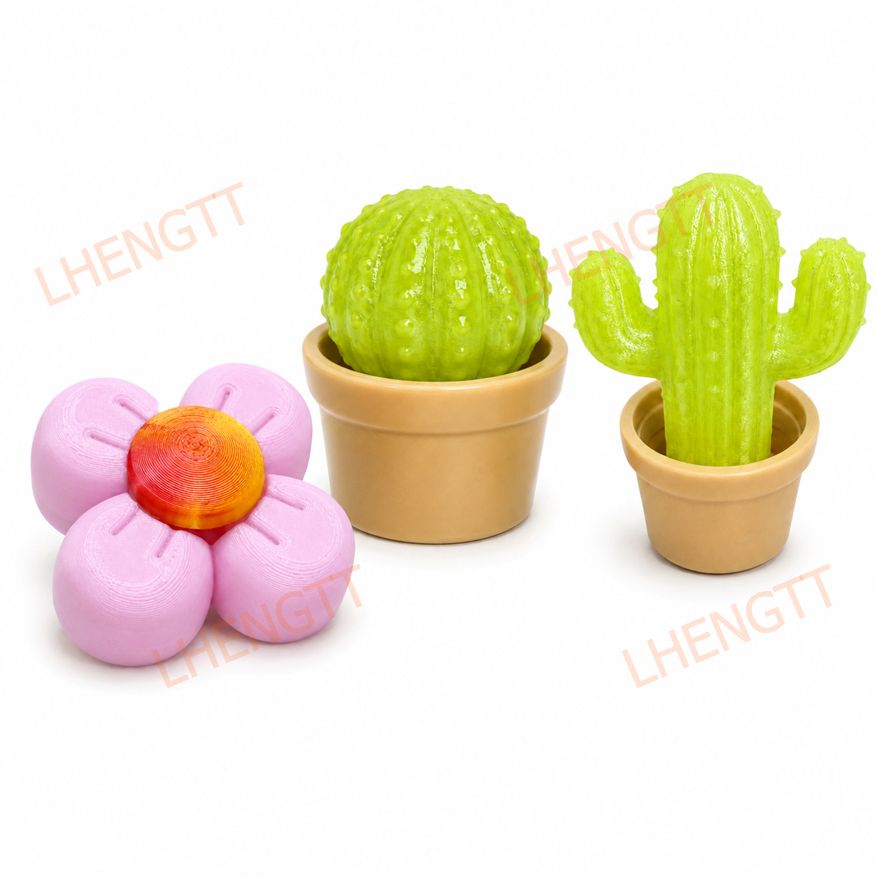 TEMU 3pcs Creative Office Desktop Clicker Set, Flower And Cactus Press-to-click Desk Additions, Compact Portable Workspace Decorations For Office,