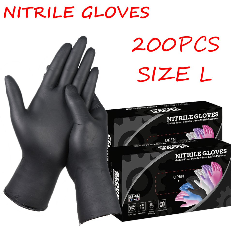 TEMU Lot de 99/200 gants jetables, Gants en nitrile noirs, ajustement flexible et bien , spécialement conçus pour les équipes de maintenance, adaptés