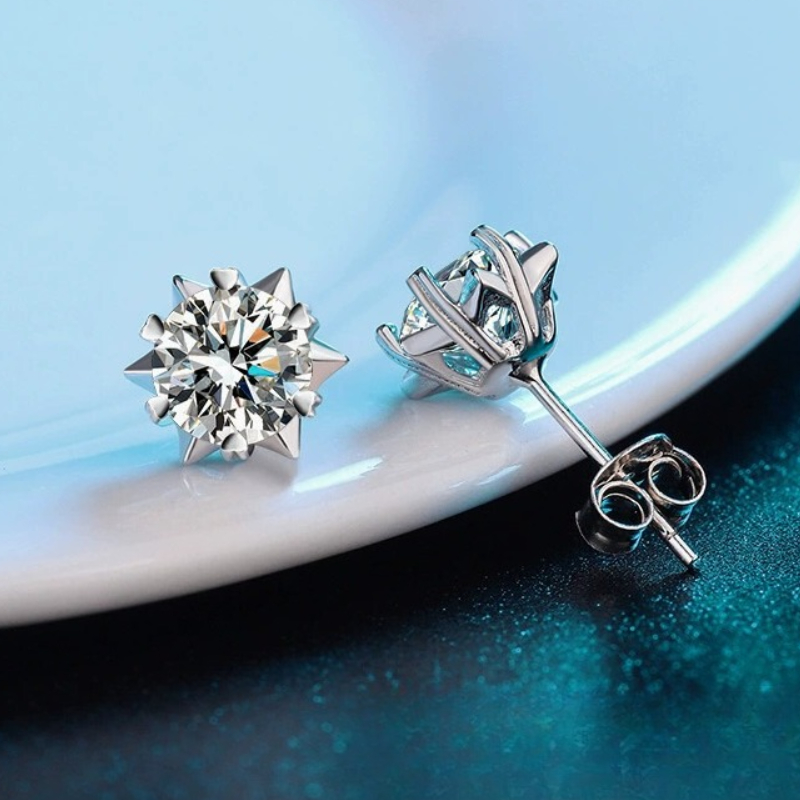 Women's 0.5/1 Carat Synthetic Zirconia Snowflake Earrings