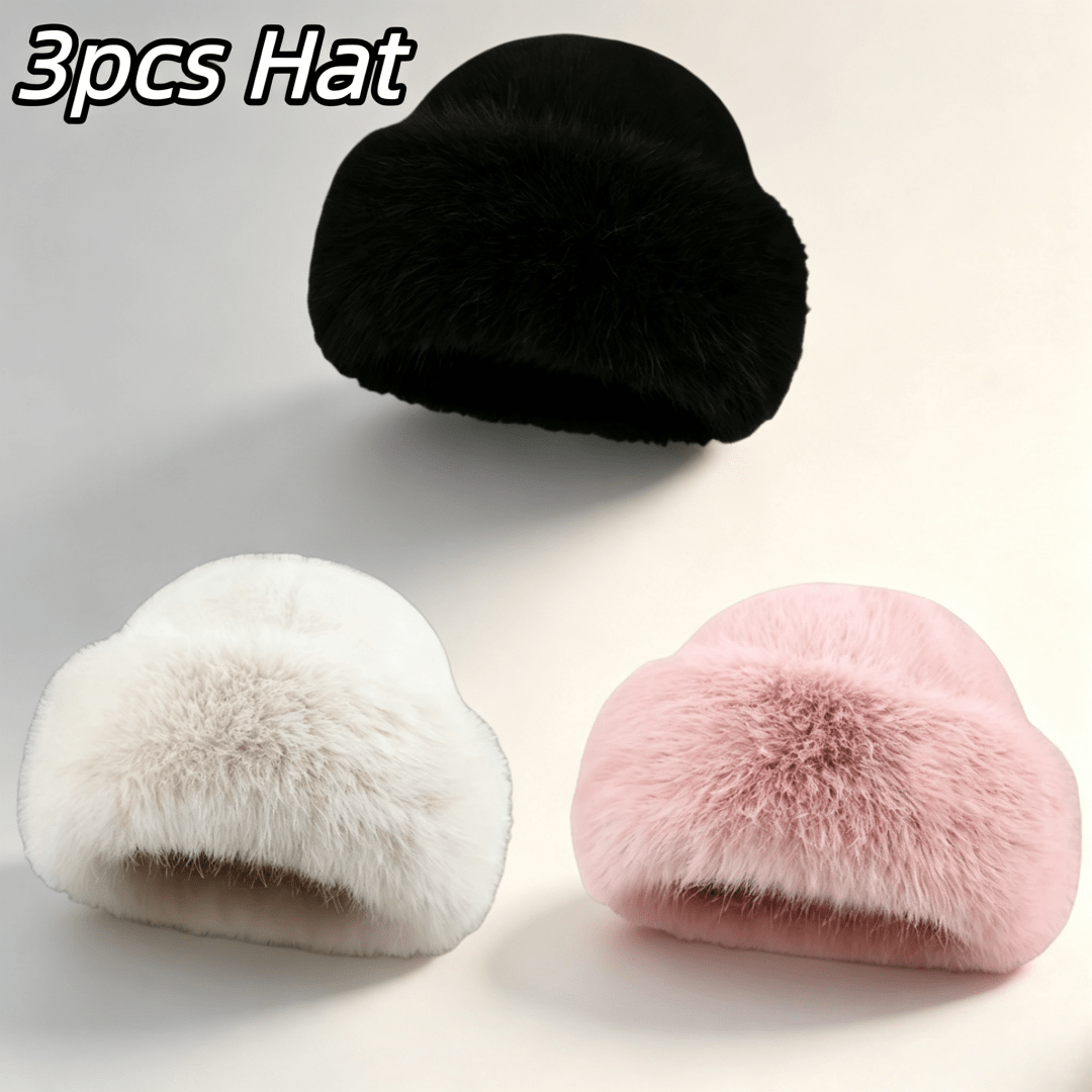 TEMU 3pcs Unisex Autumn And Winter Warm Brimless Hats, Stylish Soft Plush Hats, Outdoor Cold-proof Warm Mongolian Hats, Thick Windproof Comfortable