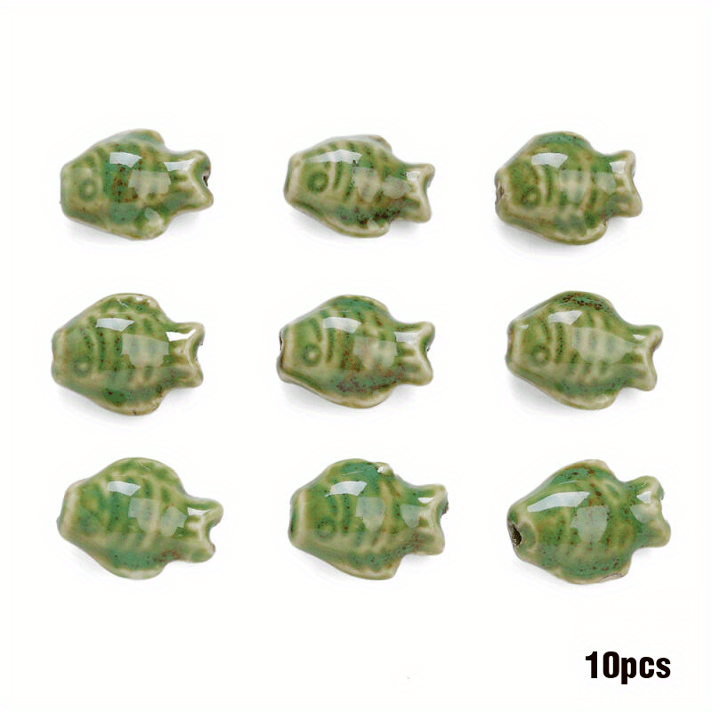 10pcs Handmade Ceramic Fish Beads for DIY Bracelets