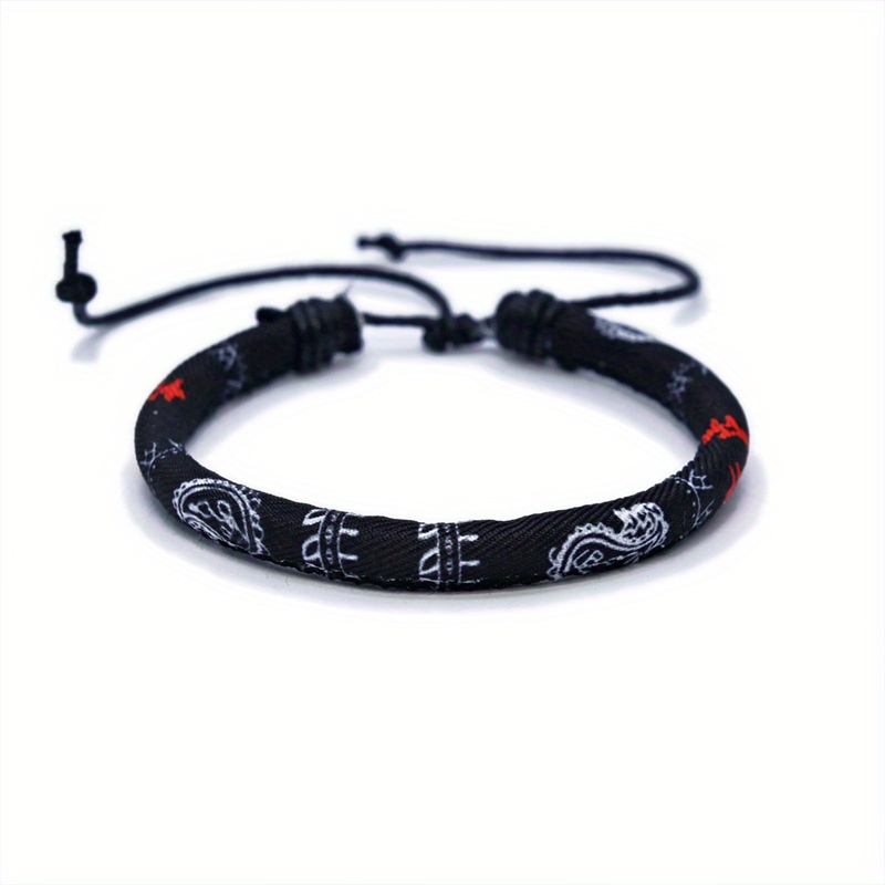 4pcs/set Vintage 3D Printed Fabric Bracelet Ethnic Arab Inspired Handwoven Wristband Accessories Gifts