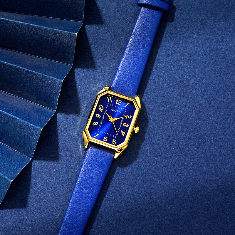 5-delige set, damesmode retro rechthoekig quartz horloge en mode sieraden set, dames hoogwaardige horloge set, gloednieuwe presentatie, vooral geschikt voor Moederdag, Valentijnsdag, Ramadan, verjaardag, Kerstmis, Nieuwjaar, bruiloft