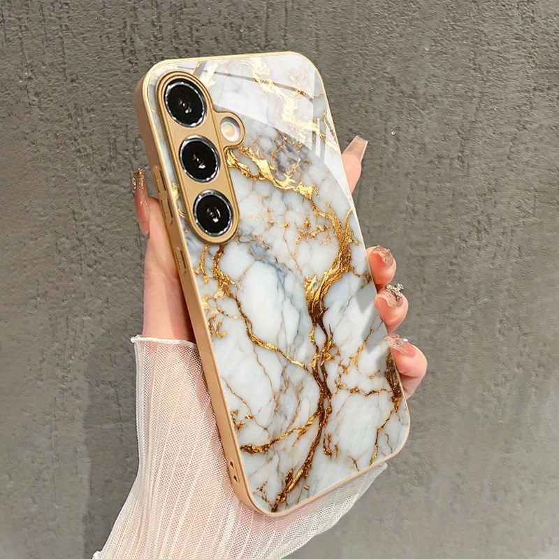 TEMU Phone Case - Texture Pattern Glass Phone Case For Galaxy