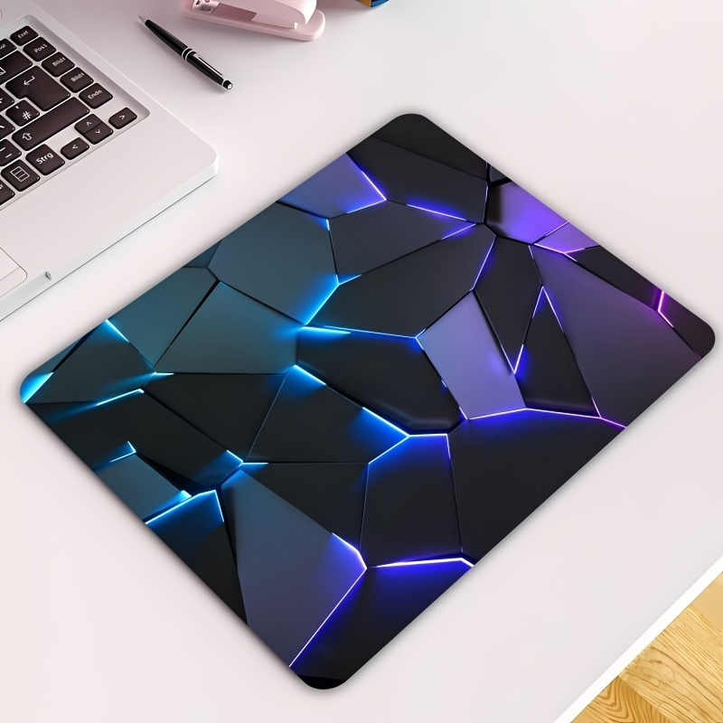 1pc Geometric Print Non-Slip Rubber Base Mouse Pad - Smooth Surface, Blue & Purple Design for Office, Laptop, Desktop - Stylish Desk Accessory, Mouse Pads for Desk, Office Accessory, Sleek Accessory, Modern Aesthetic, Highquality Material, Durable Surface