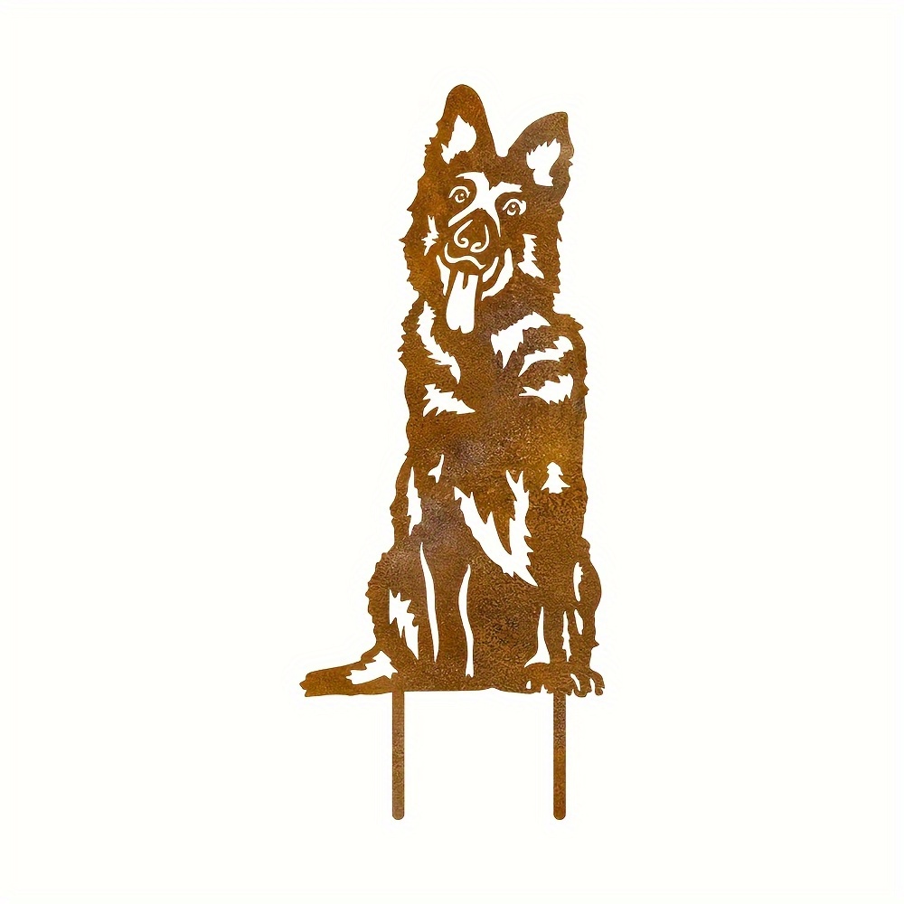 Image of 2d Flat 1pc Vintage German Shepherd Acrylic Garden Sculpture - Outdoor Ground Decor, Suitable For Halloween, Christmas, Weddings, Thanksgiving - Weather-resistant Durable Pet-themed Yard Ornament