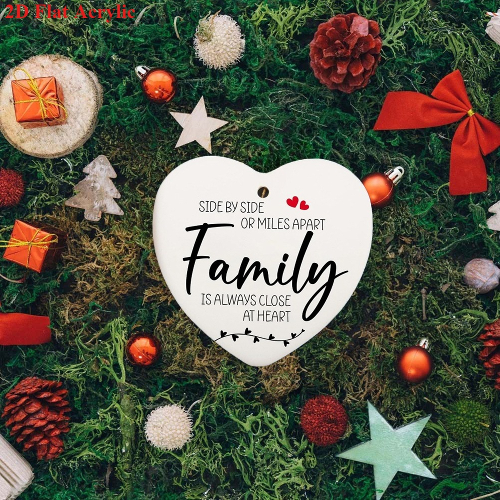 TEMU 2d Flat, 1pc, 3.35*3.15inch Heart-shaped Acrylic, Or Miles Apart Family Will Ornament Keepsake Long Distance Gifts For Family Mom Dad Son