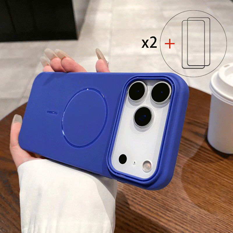 Phone Case - 3pcs Set (1 Case And 2 Tempered Glass Screen Protectors) Fine-ringed Matte Magnetic Phone Case, Suitable For Iphone 17 16 15 14 13 12 11 Pro Max