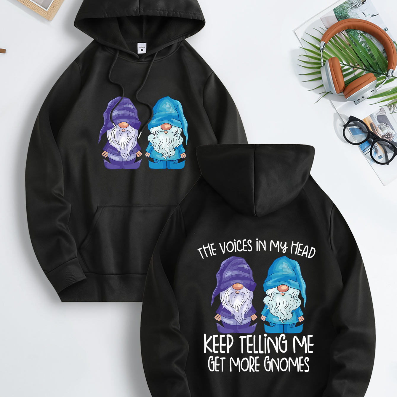 

Men's Casual Hoodie With Cartoon Print - Drawstring, Kangaroo Pocket Pullover For Fall & Winter, Polyester