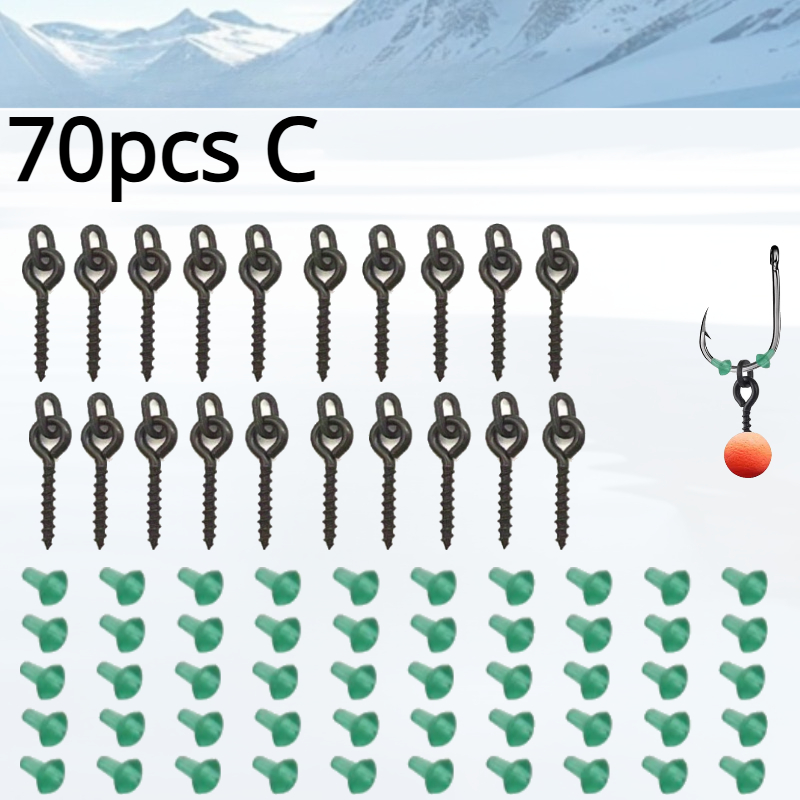 Image of 70pcs Fishing Gear Clasp Inclusion 50pcs Hook Stops Rubber Shank Beads With 20pcs Fishing Bait Screws Carp Rig Ring Stops Carp Fishing Additions