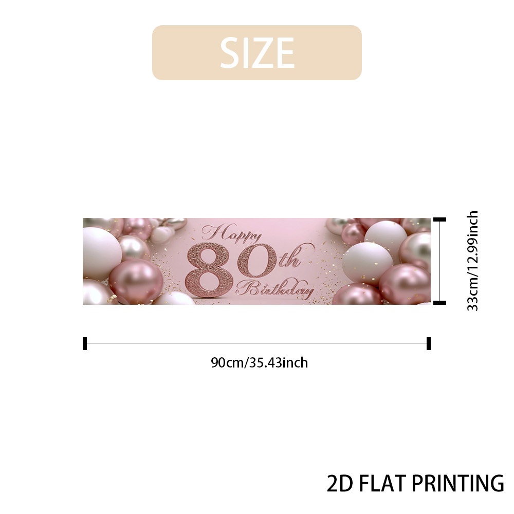 TEMU (2d Flat) 1pc Birthday Pink 80th Table Runner, Home Decoration Arrangement, Style Printing, Very Suitable For Summer Table Decoration - Suitable