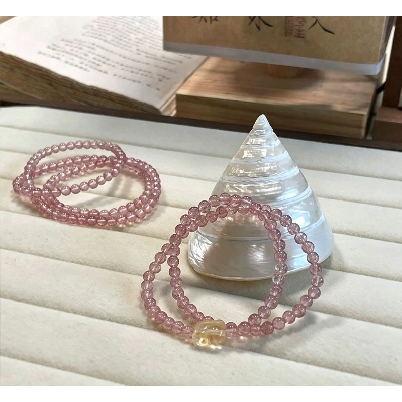 Ice-Grain Strawberry Crystal Bracelet and Necklace Set