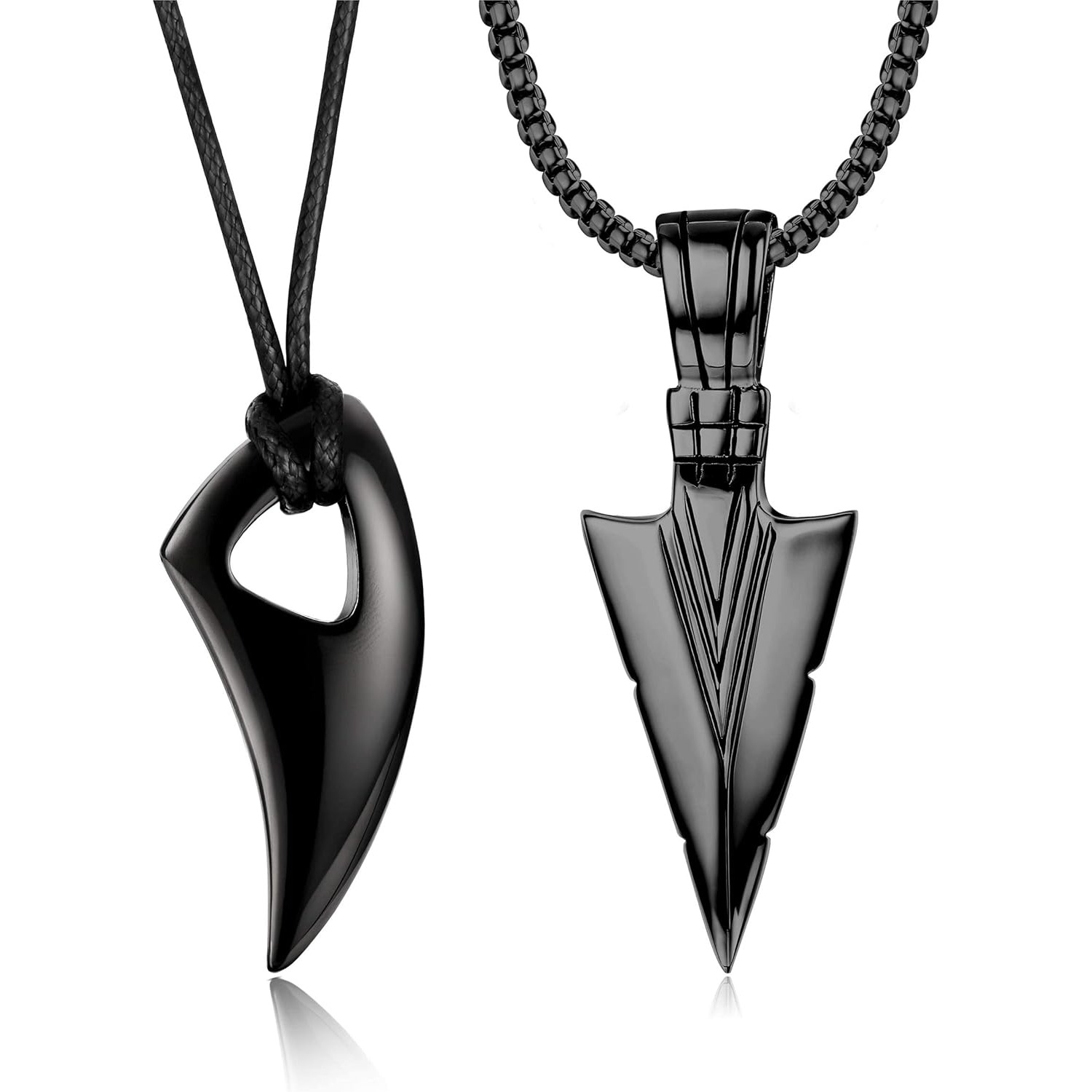 Set Of 2 316l 316l 316l 316l Stainless Steel Necklaces For Men Featuring Pendants With Black Chains