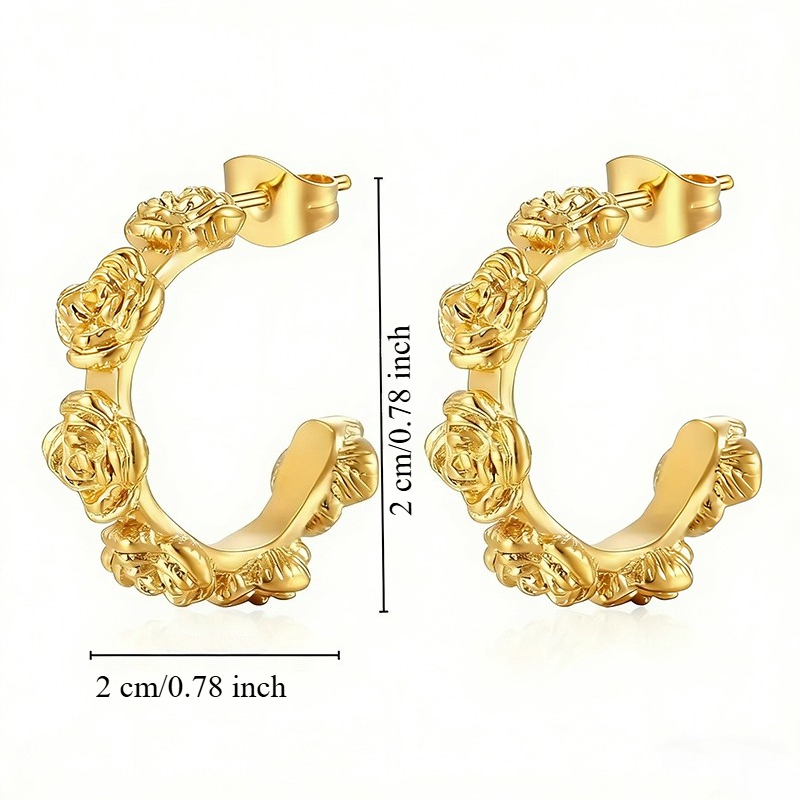 Women's Exquisite Flower C Shape Earrings, Elegant Gift