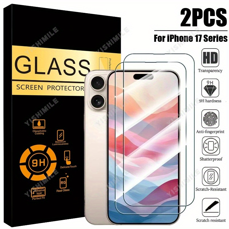 E-shop 2 Stück HD Gehärtetes Glas Display-Schutzfolie für iPhone 13 Plus 16e 17Air, Glänzendes Finish, HD Klar, Kratzfest, Fingerabdruckresistent,