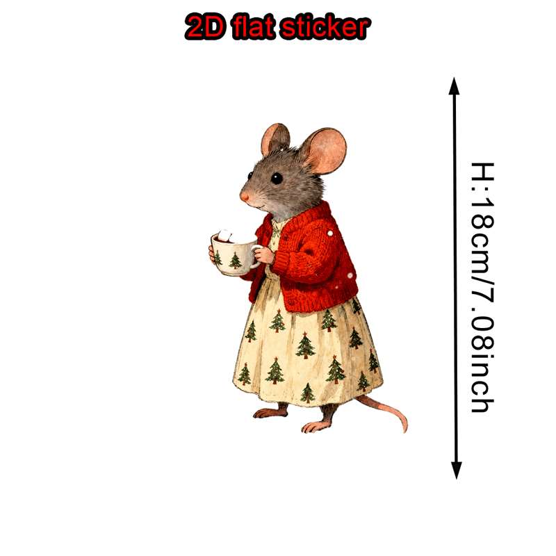 TEMU Christmas Tree Skirt Little Mouse Pattern Apparel 2d Flat Heat Transfer Iron-on Sticker, For Diy Design On T-shirts, Jackets, Pillowcases, And