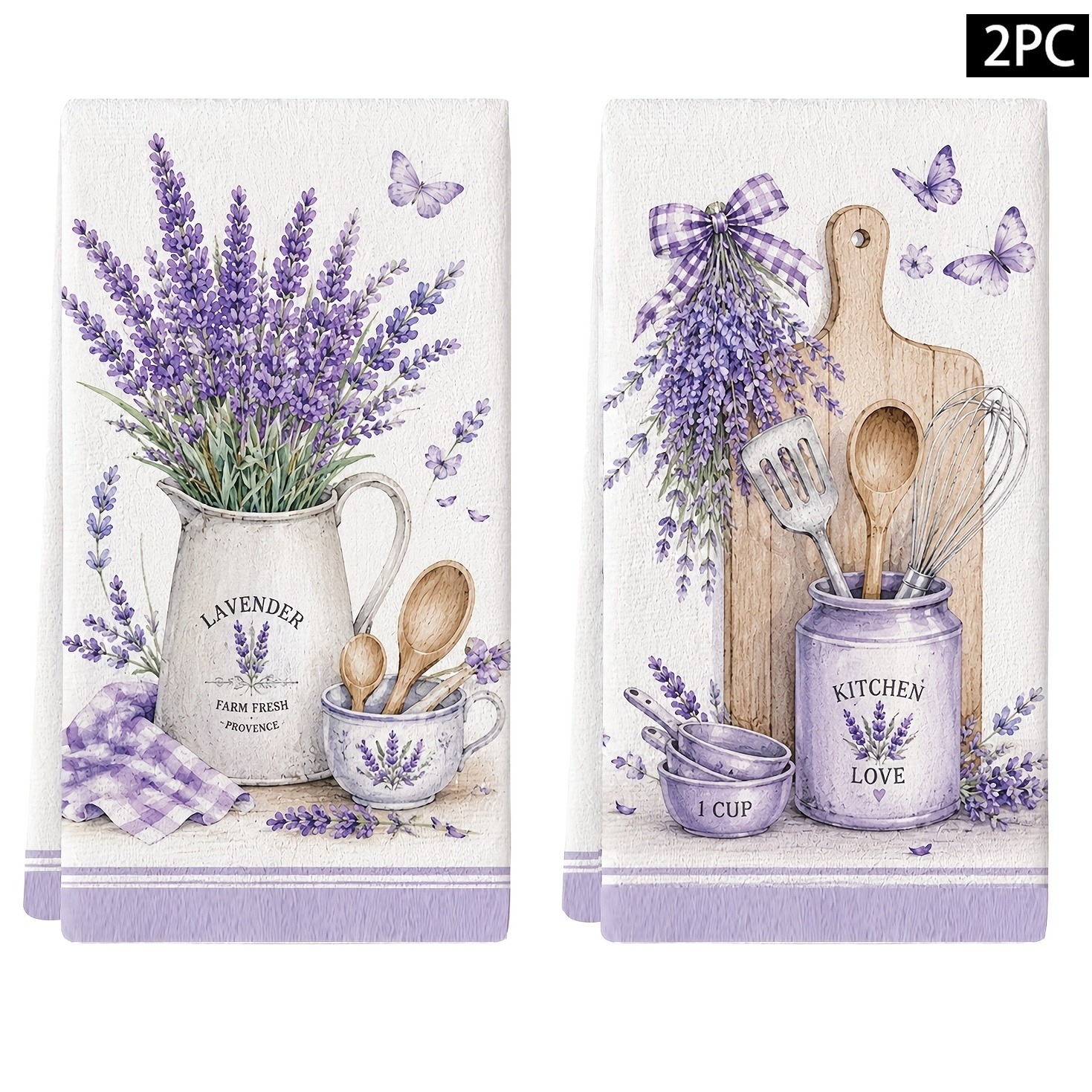 TEMU 2pcs Towels Suitable For Hand Drying, Dish Drying & Tea Towels - Soft Microfiber Cloths With Print, Decorative Dish Towel Suitable For