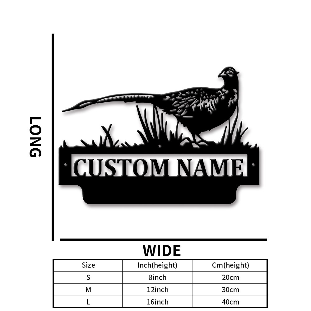 TEMU 1pc Of Pheasant-themed Metal Wall Art Featuring A Custom Name Sign, Perfect For Decorating Your Home, Living Room, Bedroom, Or Office. Ideal For
