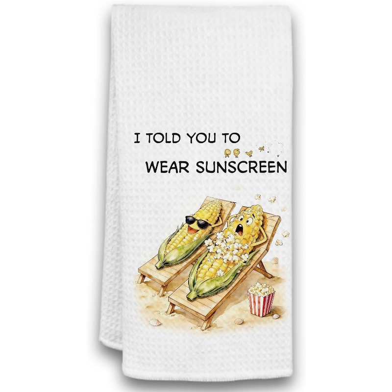 TEMU 1pc Fun Corn Kitchen Towel, Corn-decorated Tea Towel For Kitchen Decor, Cute Decoration, Gift For Corn Lovers, Suitable For Dish And Decoration