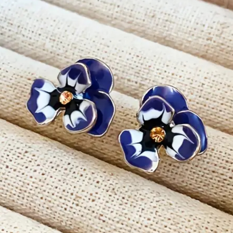 E-shop Exquisite Einfassung Gelbe Zirkonia Blumen Ohrringe Mode Emaille Ohrstecker für Frauen Täglich Lässig Ohrringe Schmuck Geschenk