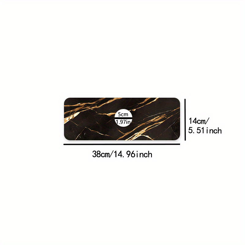 TEMU Luxurious Marble Faucet Draining Mat For Kitchen Black And Pattern Dish Drying Mat Modern High Quality Quick Drying Sink Mat Non-slip Faucet Pad