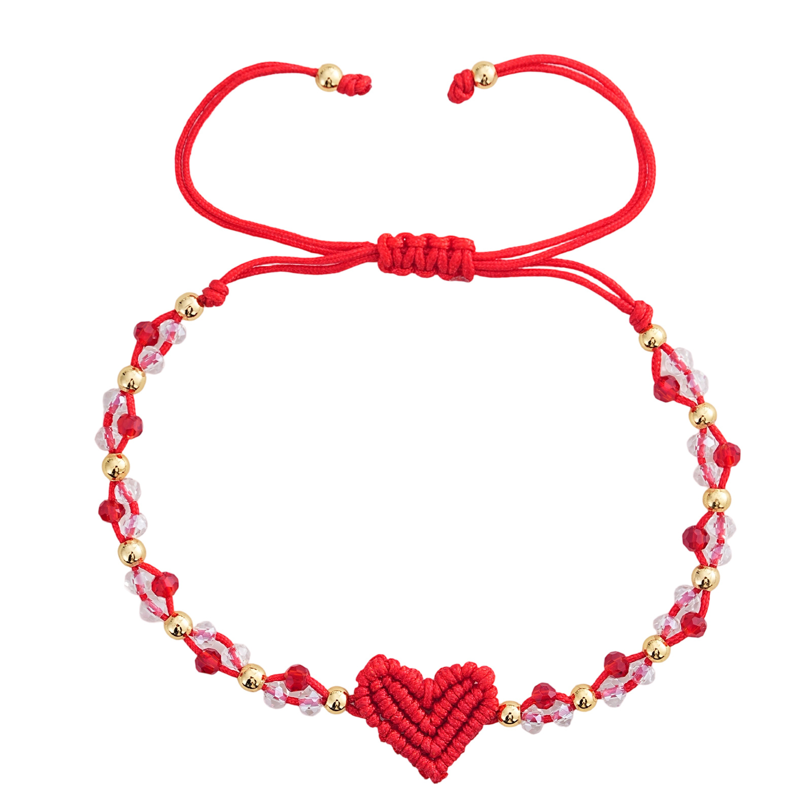 TEMU 1 braccialetto da donna , regolabile, con perline intrecciate a forma di cuore , stile boh矇mien , con , cuore intrecciato + artificiale + perle