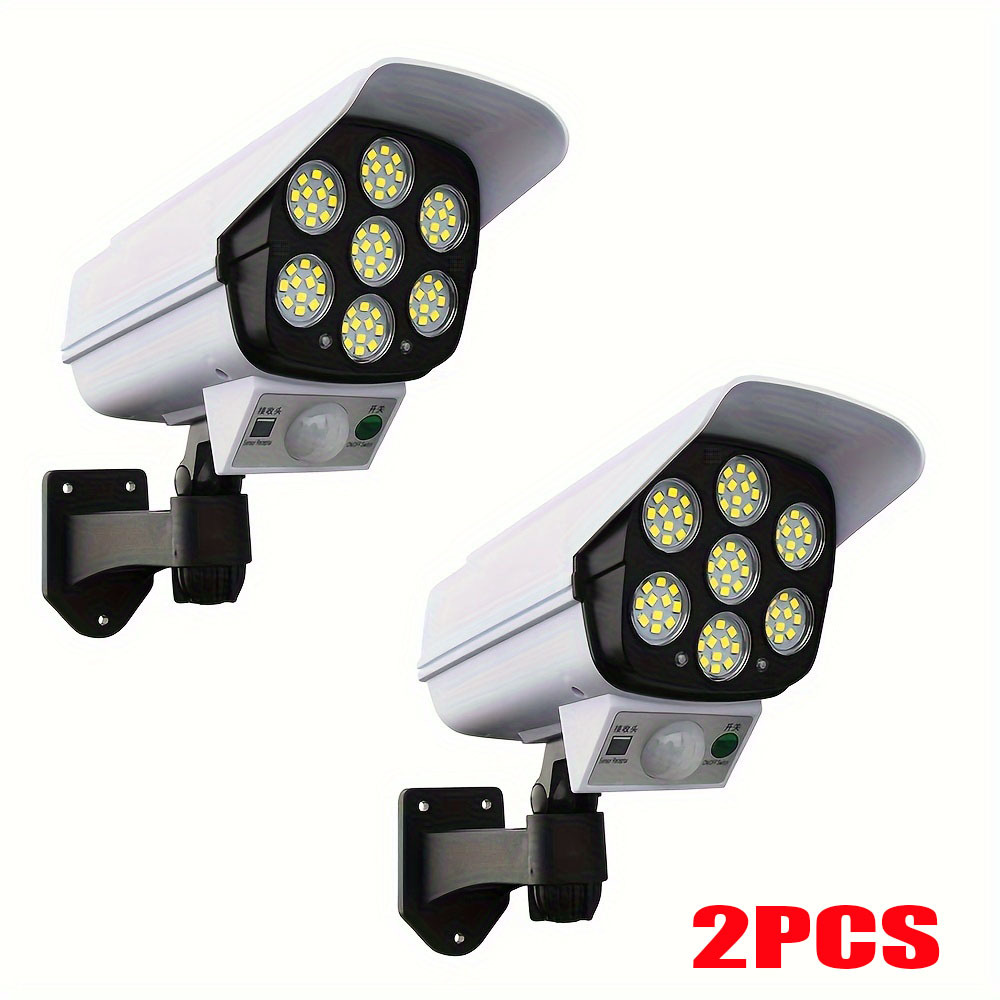 TEMU 2packs 77 Leds Solar Street Lights Outdoor, 6500k Solar Lights Dusk To Dawn, 3 Light , Solar-powered Motion Sensor Flood Light, Outdoor ,