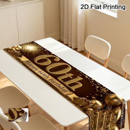 2d flat 60th birthday celebration table runner home decor home decoration easy to ideal for indoor and improving living room bedroom home 2d flat