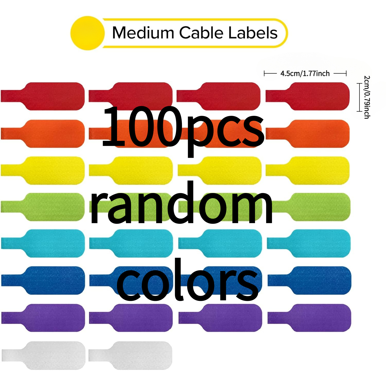 TEMU 100pcs, Medium-sized Multicolor Cable Labels, Cable Tie Storage Classification, And Reusable, For Wire Management And Identification, For Data
