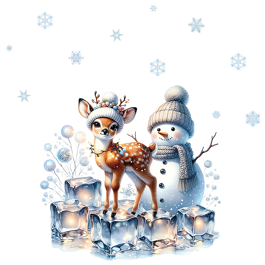 TEMU 1pc Christmas Snowman, Snowflake, Cute Deer Stickers. Self-adhesive And Removable Pvc Material. Suitable For Living Room, Bedroom, Study Glass