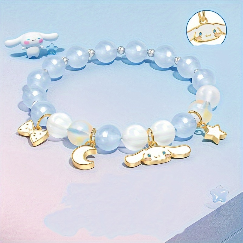 

Sanrio Cinnamoroll Charm Bracelet For Women, Alloy Fashion Ornament With Pendants, Birthstone, Synthetic Stone, Elegant Style, Ideal For & Valentine's Day Gift, All Compatible