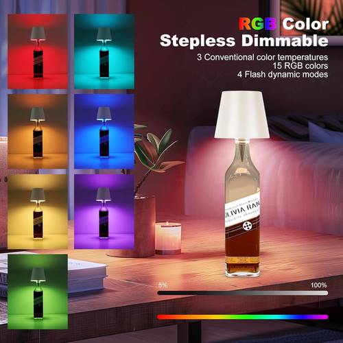 2 1 pack abs material 3 color adjustable rechargeable led bottle lamp table lamp modern minimalist bedside table lamp premium bedroom light decorative for dining room desk bar and gift