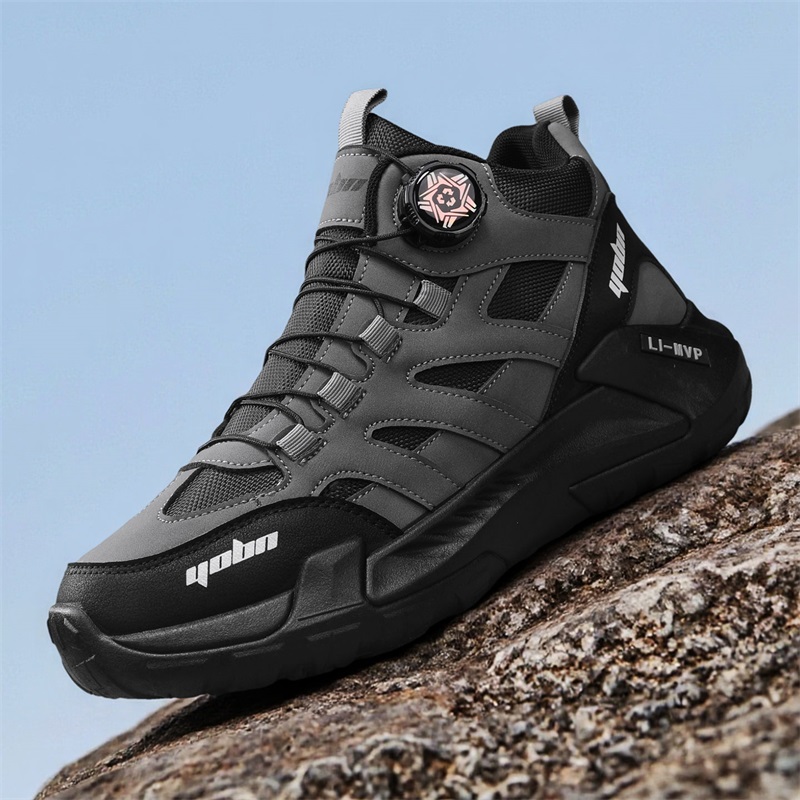 Image of Dawsri Men's -terrain Hiking Boots - Breathable & Cushioned Sole, Rugged Outsole, Mid-calf Ankle Support Suitable For Outdoor Trekking, Camping, Hiking, - Boots (brown/black)
