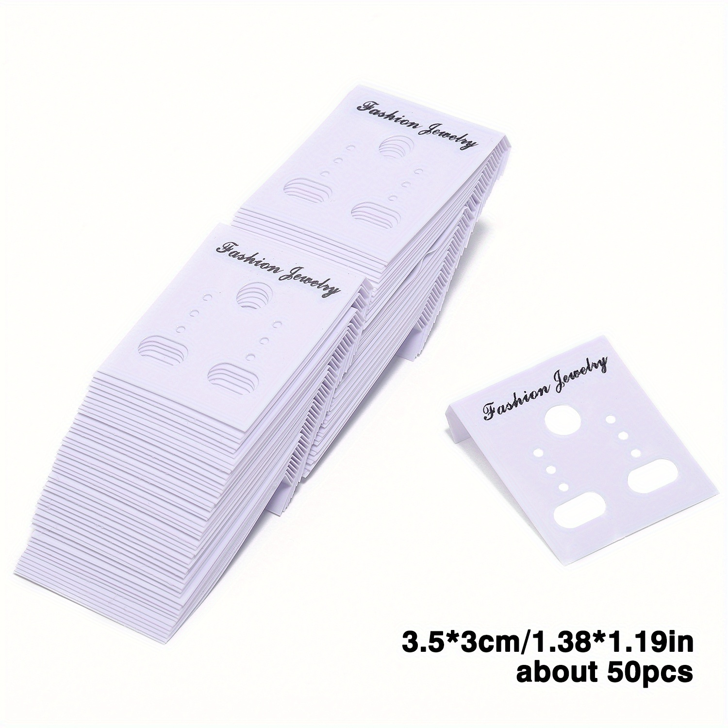 TEMU Lot de 50 cartes de présentation en plastique 3,5x3 cm pour boucles d'oreilles, étiquettes de prix de détail pour clous d'oreilles DIY, support