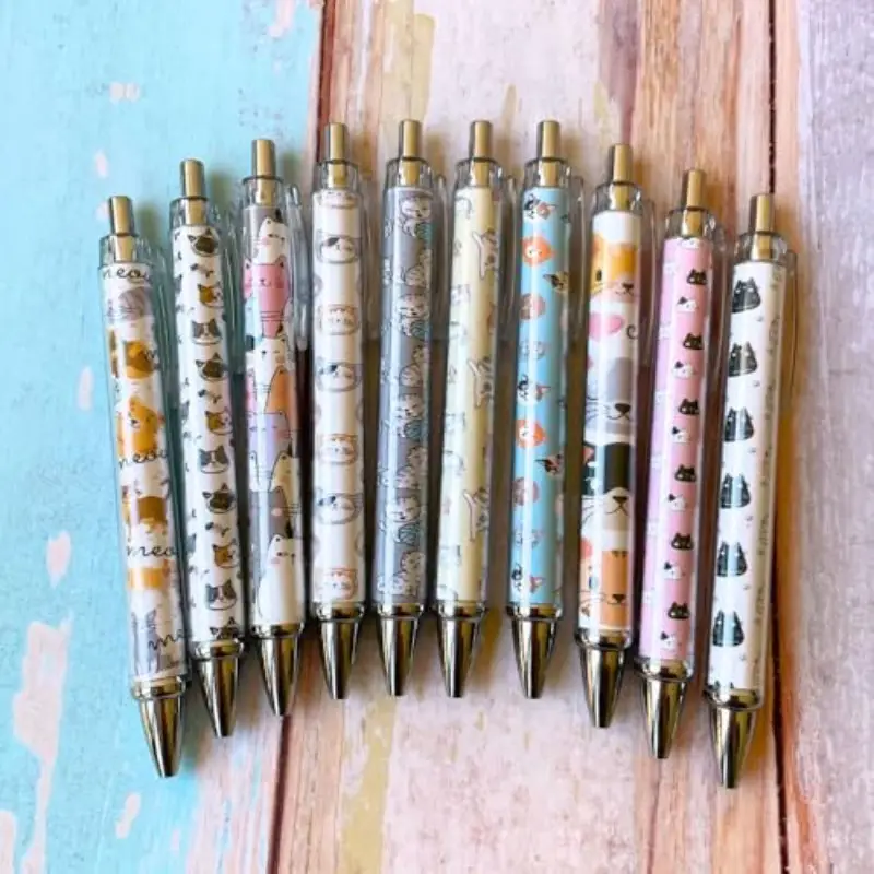 10pcs cat ink pens set cute kawaii funny cats kitty themed paw ballpoint gel pen school stationary notebook diary for women lovers office worker supplies stuff clipboard decor desk accessories gifts, office supplies, school stationery, accessories, whimsical stationery, fine point tip, retractable pen, catthemed gifts, gel pens, office workers, women gifts, student stationery Product details 3