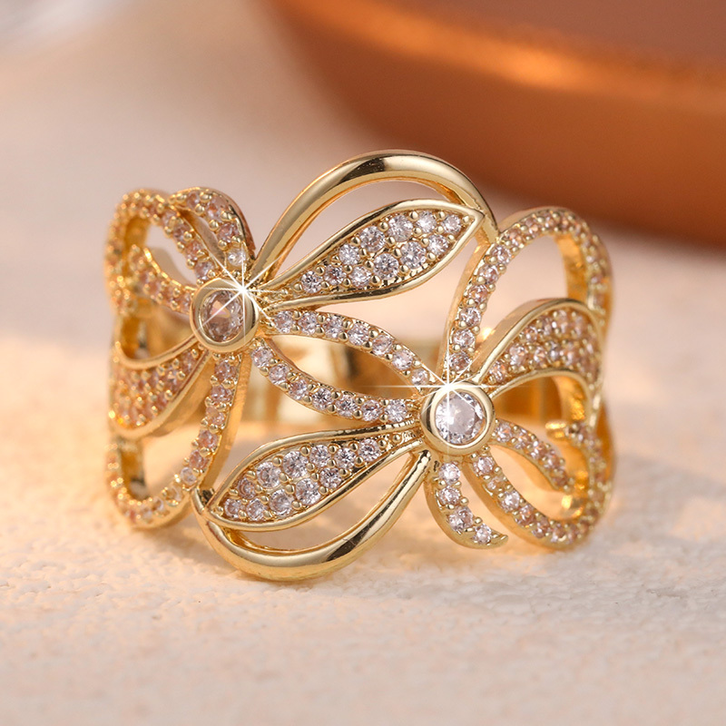 Plated Bow Ring - Elegant Bling Bling Luxury Gift