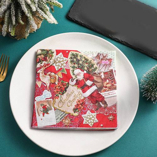item picture 100pcs new santa claus printed napkins tissue paper suitable western restaurant bakery tissue