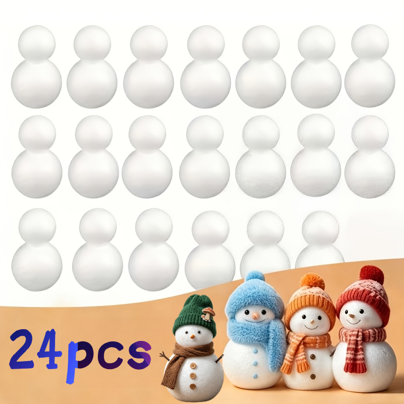 TEMU 7pcs 24pcs Small Size Foam Snowman Blanks, Snowman Model Blanks, Hand Painting Decoration Materials, Art Craft Supplies, Holiday Ornaments,