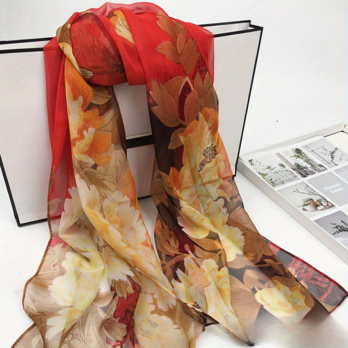 Stylish Floral Patterned Scarf Women Lightweight