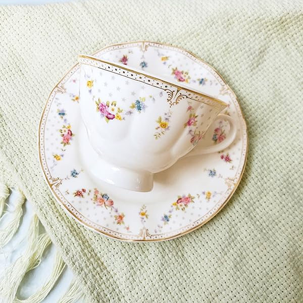 1pc vintage british floral porcelain tea cup and saucer set - elegant light pink &  , 7.4oz large capacity,   china   tea set with decorative saucer, ideal gift for housewarming, wedding, birthday, mother s day, christmas - dainty floral pattern, delicate  , translucent & thermal insulation,   tea bags &  , vintage tableware for everyday use, cups for tea, teacup Product details 6