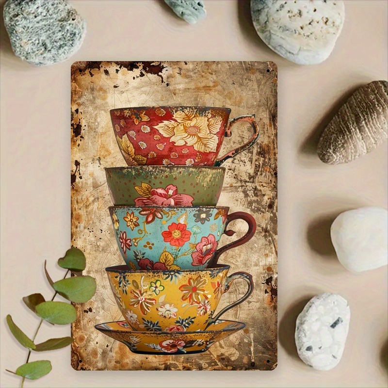 TEMU Insegna 2D Piatto, da T癡 Vintage, 8x12 Pollici, Decorazione per Cucina e Soggiorno, Murale per e San Valentino, 2D Piatto