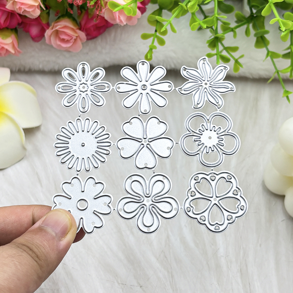 Flower Petal Quilt Metal Die Cuts - Square Card Making Embossing Stencils 10x10cm