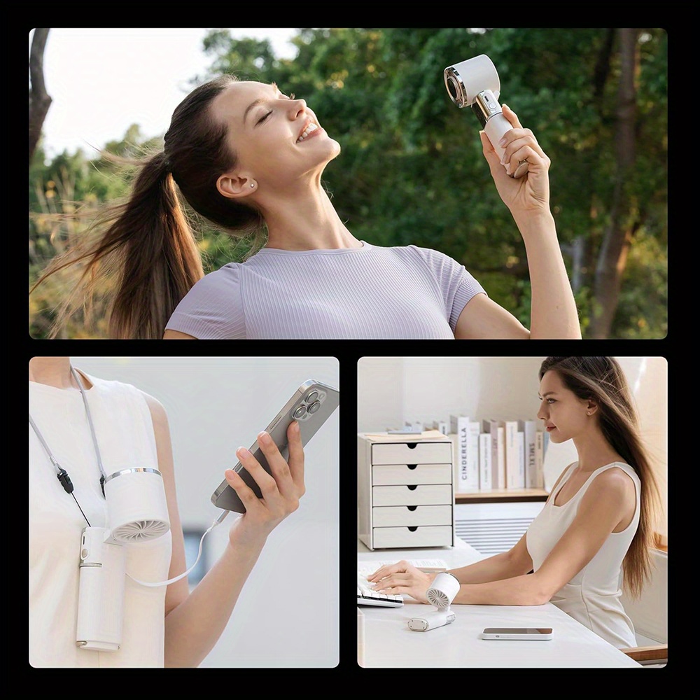 9000mAh Power Bank & 100-Level Wind Control High Speed Fan with Built-in Extension Cable, Foldable/ Hanging Dual-Mode Design for Outdoor, Home, Classroom - Boyfriend/ Girlfriend Surprise Gift