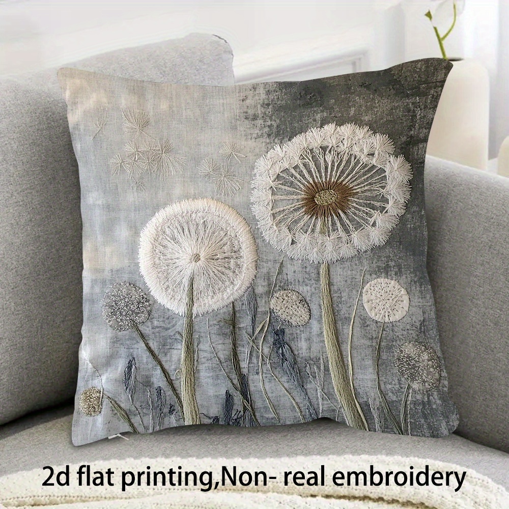 TEMU 1pc Pillowcase, Modern Dandelion Design Decorative Pillow Cover, Soft And Comfortable Polyester Short Plush Fabric, Single-sided Print, Pillow